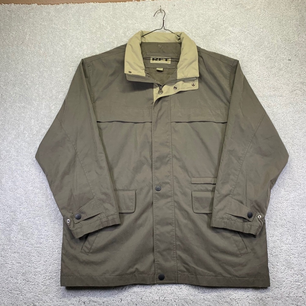 RFT By Rainforest Mens Jacket Size XXL Khaki Zip‎ Up Field Packable Hood Nylon